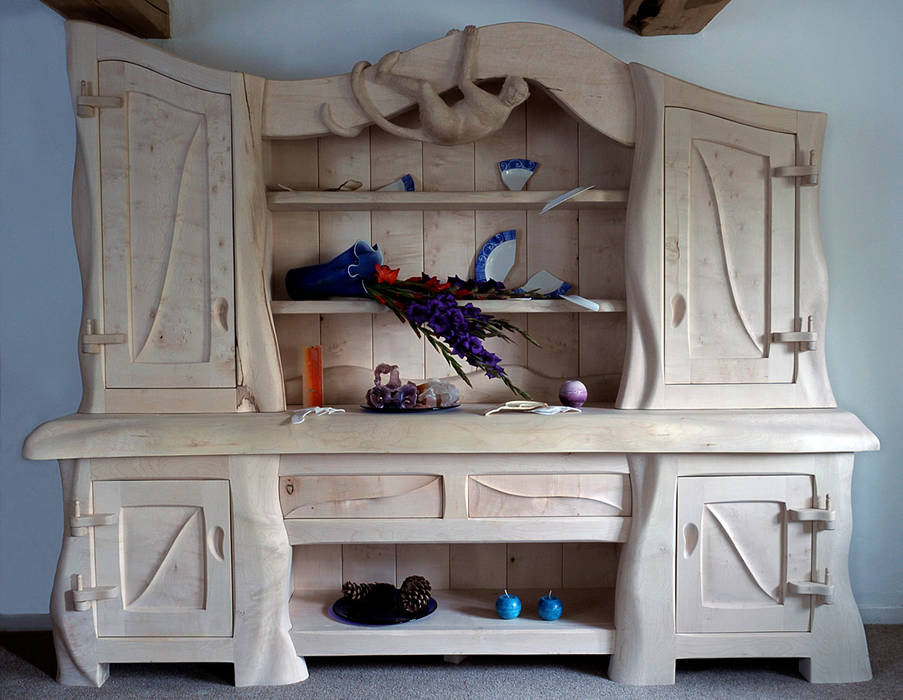 Sculptural Organic Handmade Bespoke kitchen Furniture, Carved Wood Design Bespoke Kitchens. Carved Wood Design Bespoke Kitchens. Kitchen Cabinets & shelves