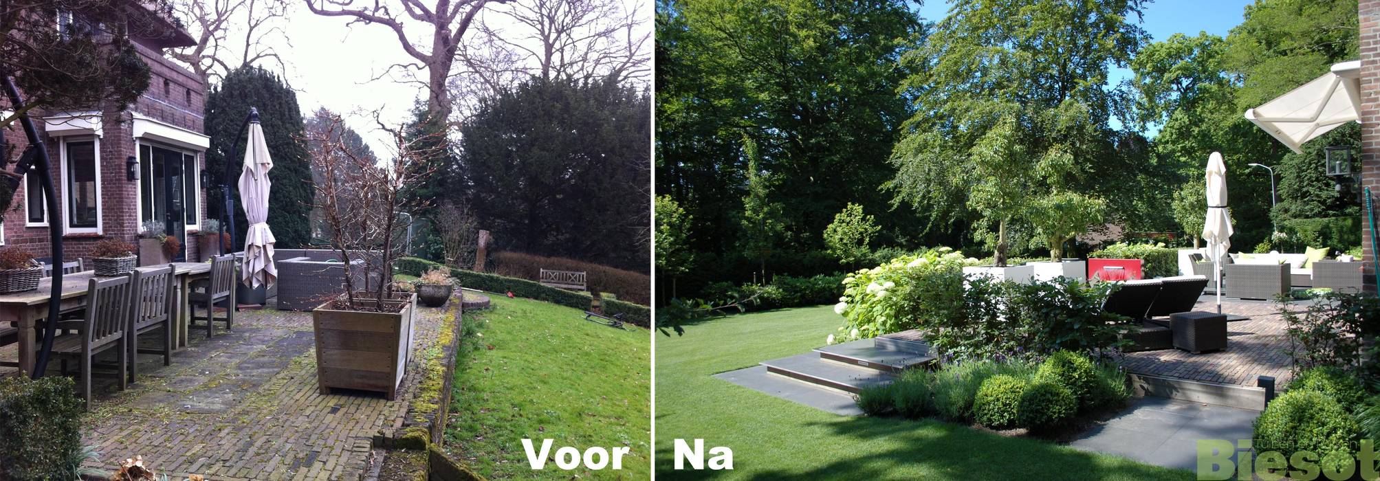 Voor & Na tuin in Bloemendaal: modern door Biesot, Modern