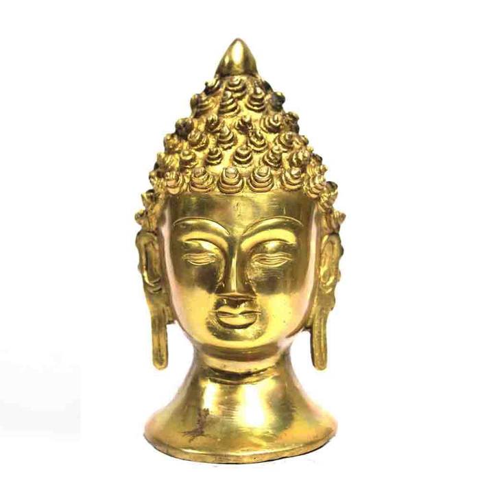 Gold Finish Brass Buddha Head Statue/ Home Decor Sculpture/ Religious Figure/ Table Top/ Online Shakyamuni Statue, M4design M4design Other spaces Sculptures