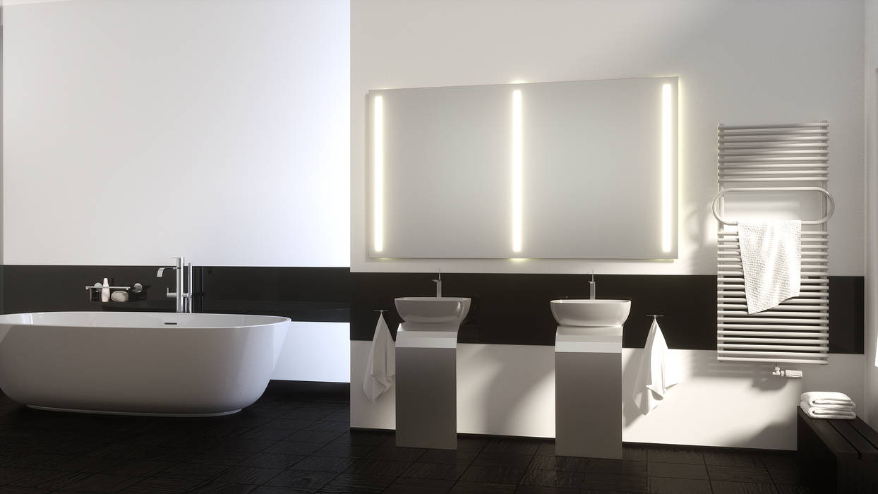 Badspiegel mit Hinterleuchtung, Schreiber Licht-Design-GmbH Schreiber Licht-Design-GmbH Modern Banyo Aynalar