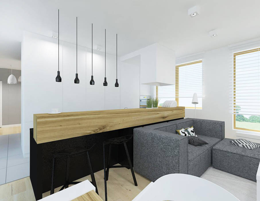 Mieszkanie 2+1, 74m2, A+A A+A Cocinas de estilo moderno