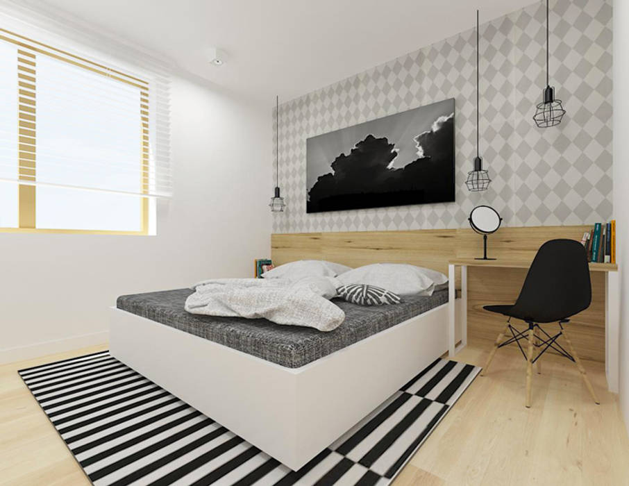 Mieszkanie 2+1, 74m2, A+A A+A Cuartos de estilo escandinavo