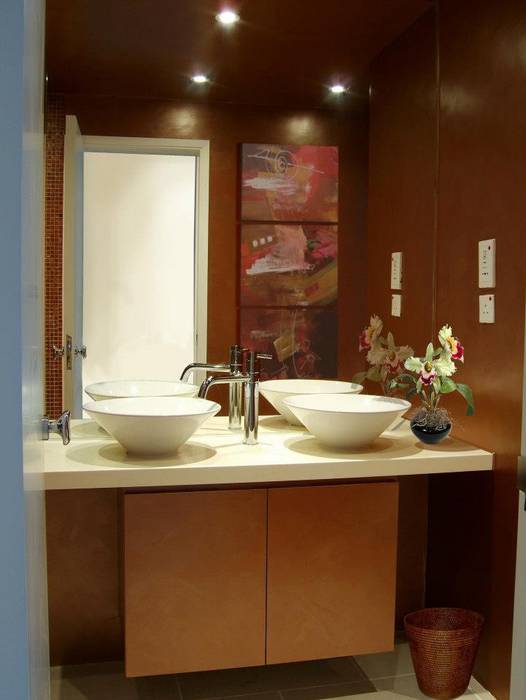 Master Bathroom Oui3 International Limited Modern houses Brown,Tap,Plant,Sink,Bathroom sink,Property,Plumbing fixture,Bathroom cabinet,Building,Bathroom