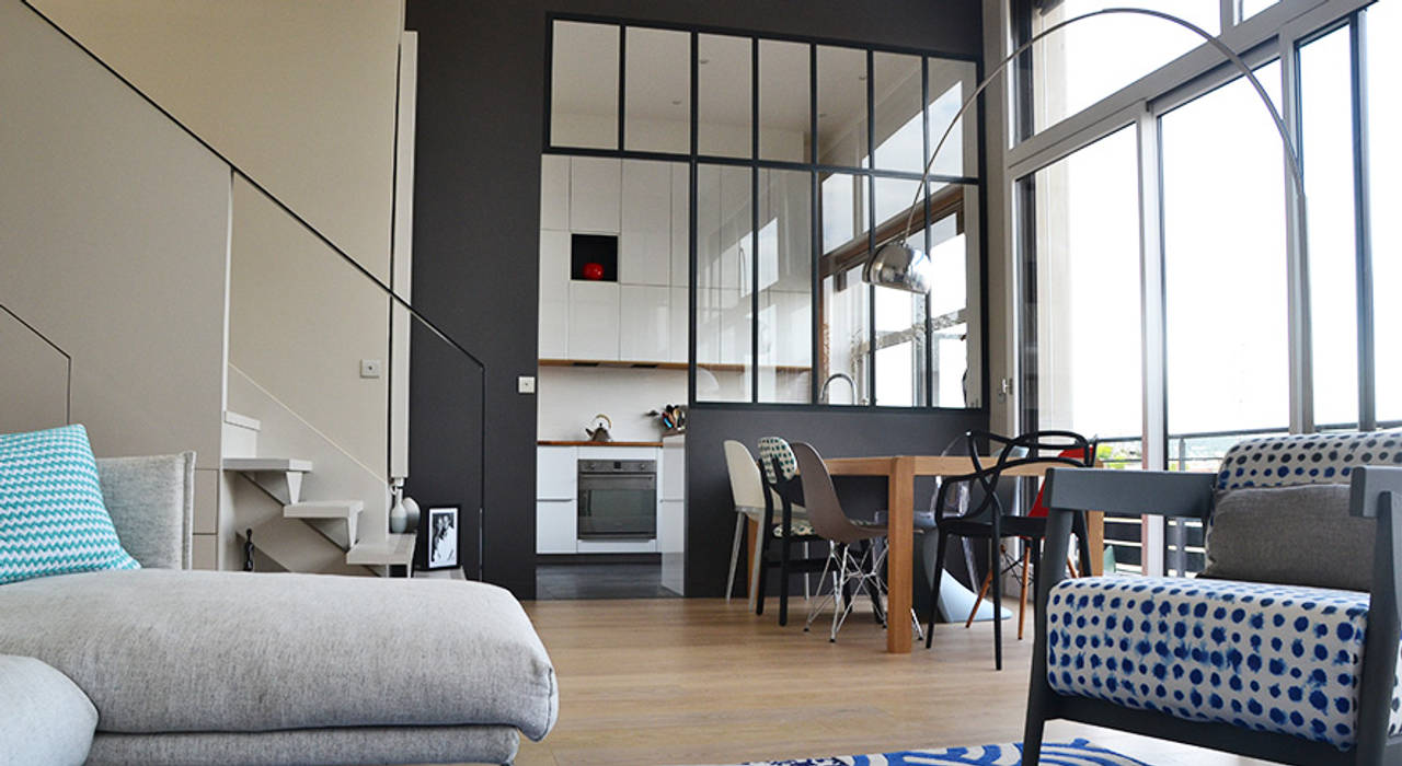 Duplex Boulogne / 120 m², A comme Archi A comme Archi 모던스타일 다이닝 룸