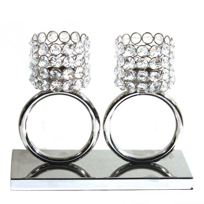 Twin Crystal Ring Tea Light Holders, M4design M4design Keuken Bestek, servies & glaswerk