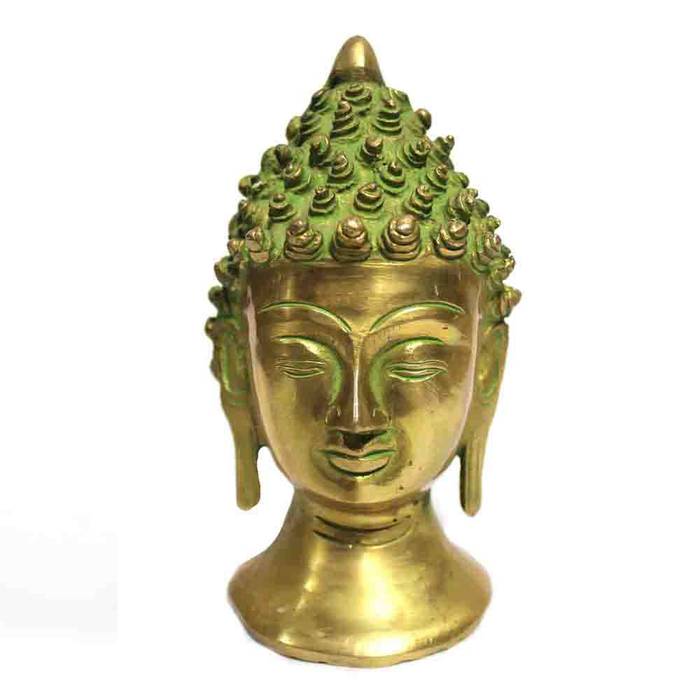 Green Patina Brass Buddha Head Statue M4design Other spaces Sculptures
