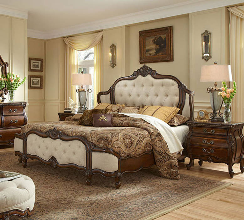 Lavelle King Wing Mansion Bed Brown ALARUS INTERIORS Classic style bedroom Beds & headboards