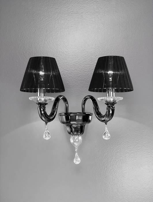 Black Crystal Glass Wall Lamp Vetrilamp Lebih banyak kamar Other artistic objects