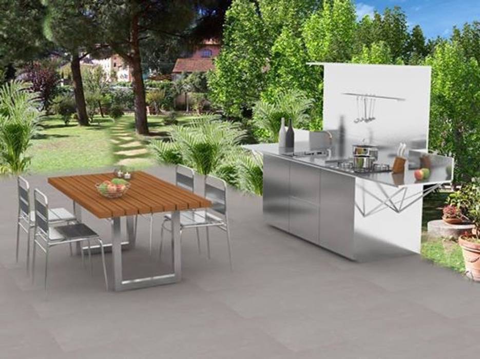 CUCINA OUTDOOR "FINALMENTE" by Bautek SteellArt Cucina minimalista Piani di lavoro