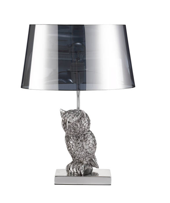 Animal Table Lamp Owl Chrome Muno