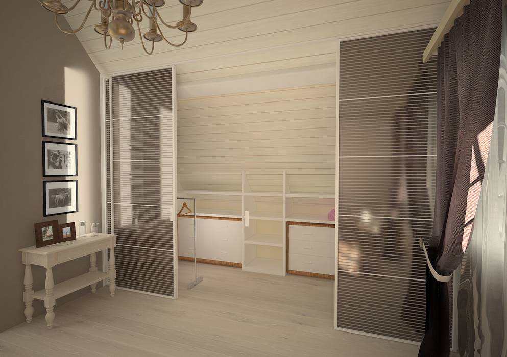 Chambre à couche moderne avec des éléments rustique , Veronika Prybosna Veronika Prybosna Moderne slaapkamers Garderobe- & ladekasten