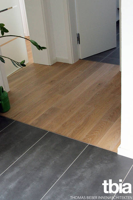 Ubergang Esszimmer Wohnzimmer Moderner Flur Diele Treppenhaus