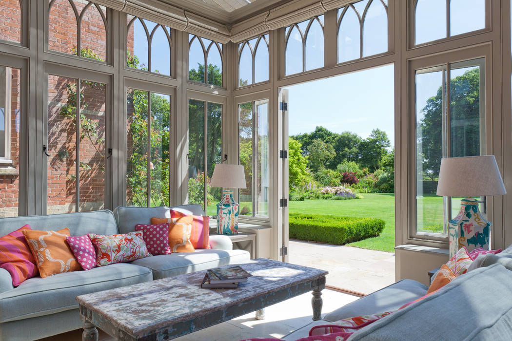 Complex Conservatory on Victorian Rectory Vale Garden Houses Eclectic style bathroom