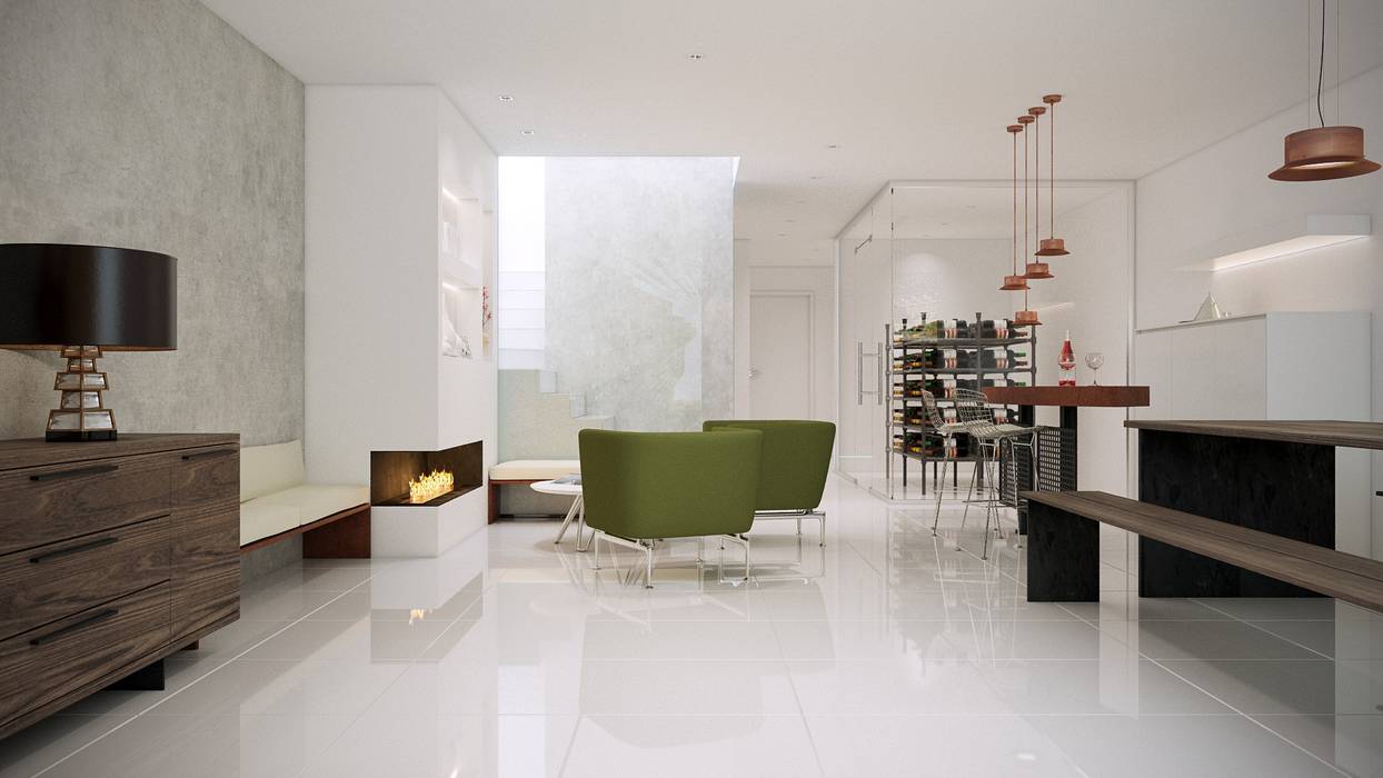Vista fondo sala multiusos Gramil Interiorismo II - Decoradores y diseñadores de interiores Bodegas de estilo minimalista