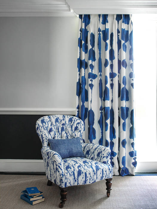 Inkat Ink blue and Splatter Ink Blue Korla Home Habitaciones modernas Textiles