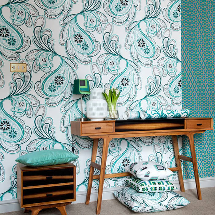 Strawberry Fields Wallpaper in colour Minty Gill Nono Walls & floors Wallpaper