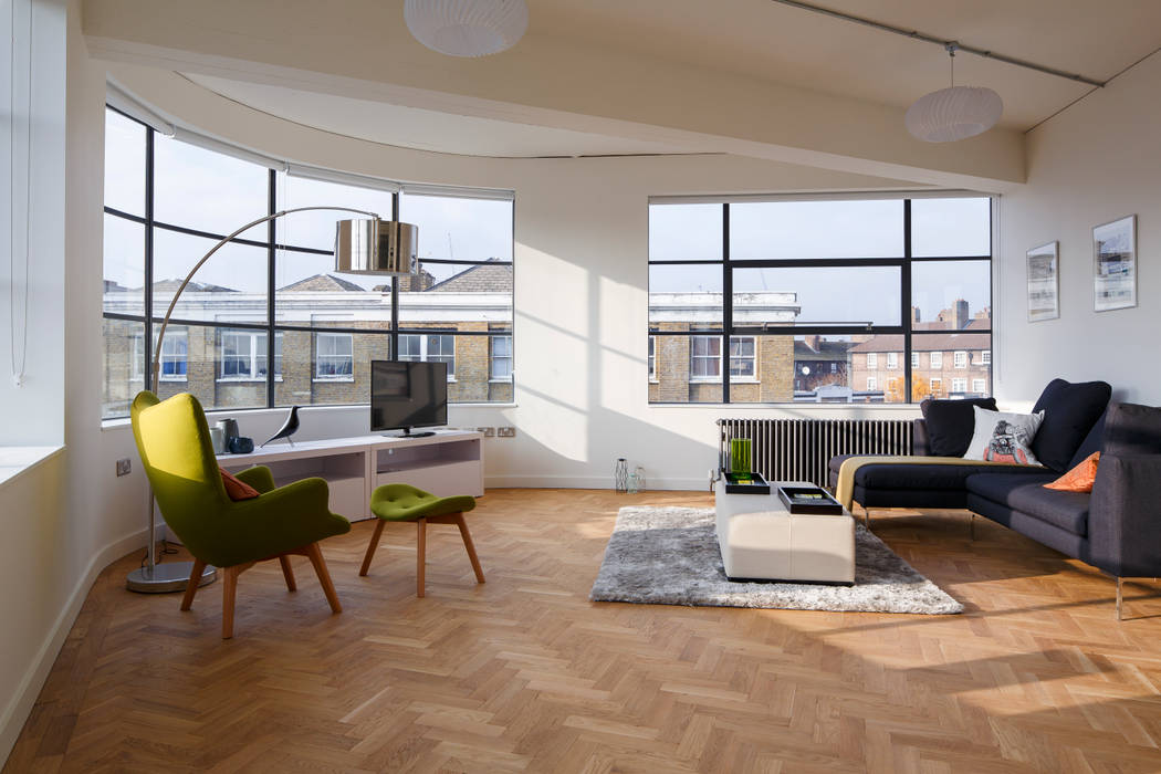 Drakes Headquarters, 76 East Road - Residential Flats, Hawkins/Brown Hawkins/Brown Modern living room