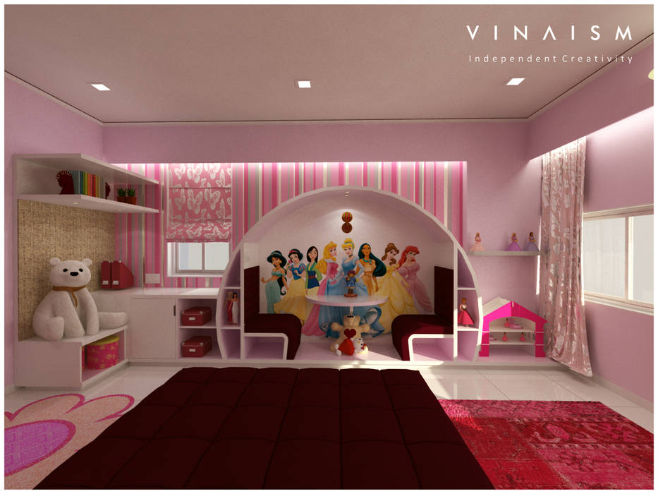 kids room, V I N A I S M V I N A I S M Rooms Property,Decoration,Textile,Interior design,Pink,Hall,Wall,Building,Magenta,Flooring