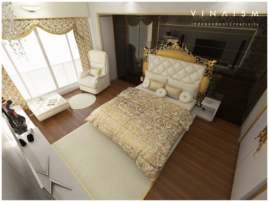 white n golden, V I N A I S M V I N A I S M Bedroom