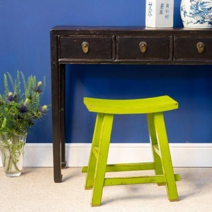 Lime Green Chinese Wooden Stool Orchid Living room Cupboards & sideboards