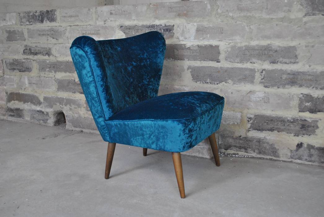 1950's Cocktail Chair in Teal Velvet Sketch Interiors Eclectic style living room Sofas & armchairs