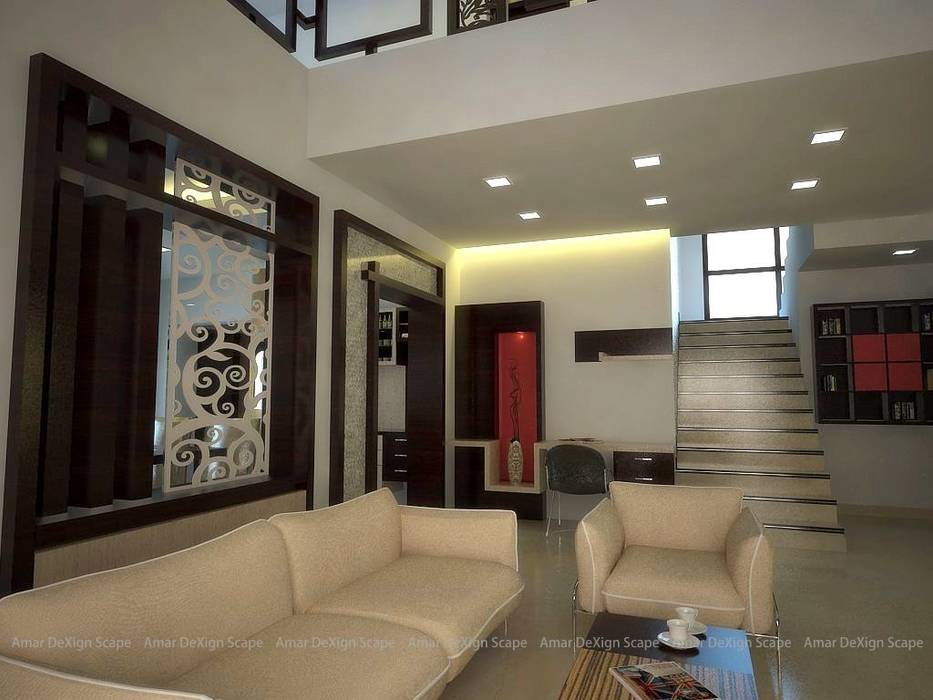 Residential Interiors, Amar DeXign Scape Amar DeXign Scape غرفة المعيشة