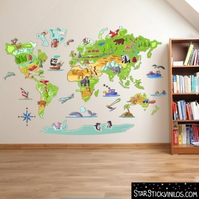 vinilo decorativo mapa mundi homify Dormitorios infantiles modernos Accesorios y decoración