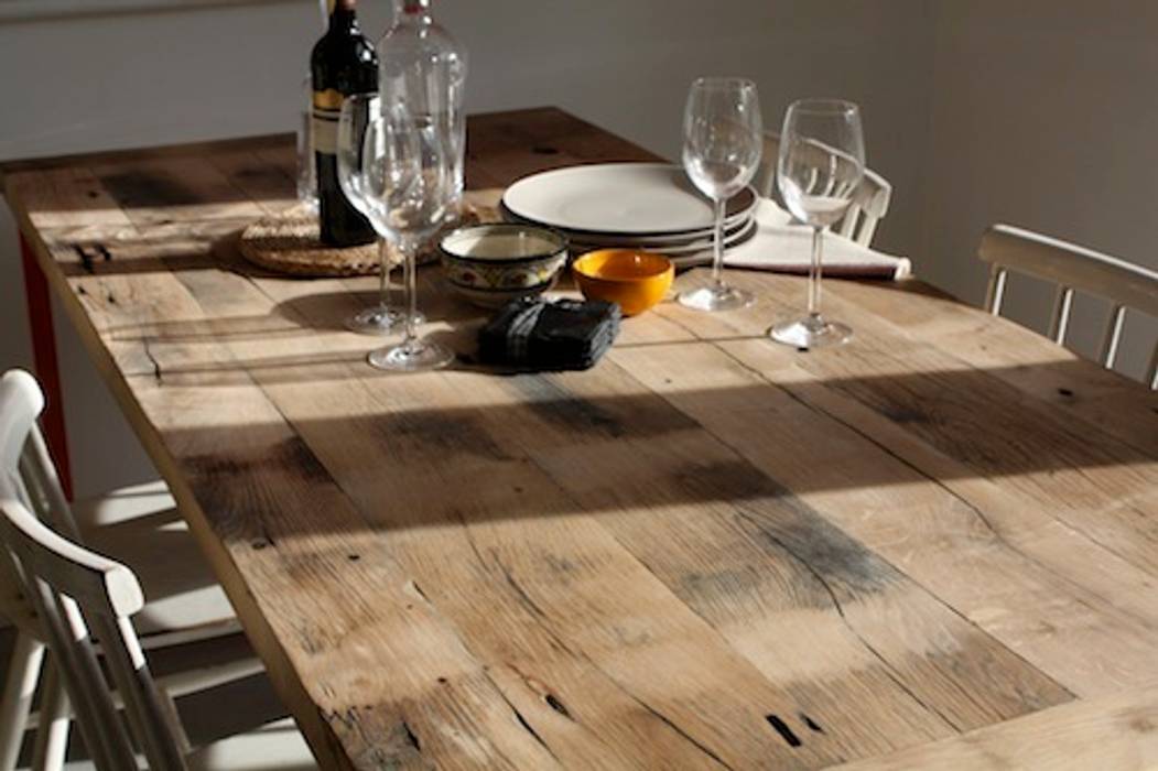 Reclaimed French oak table top Salvation Furniture Industrial style dining room Tables