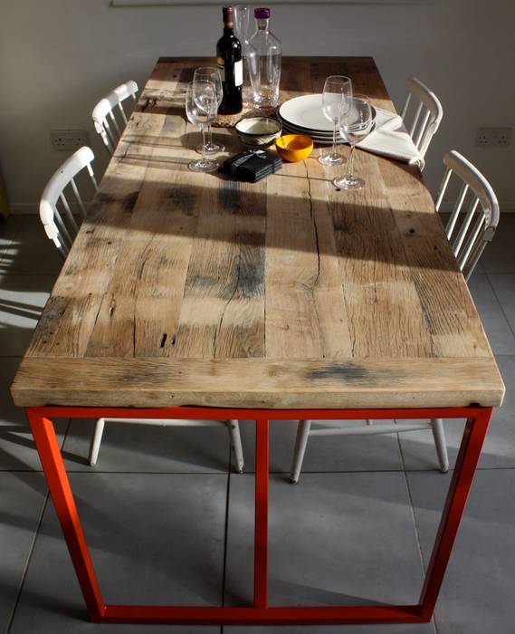 Kanteen Dining Table in Reclaimed French Oak Salvation Furniture Industrial style dining room Tables