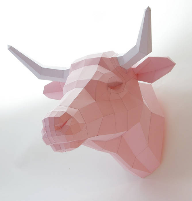 Kuh Trophäe aus Papier Paperwolf Ausgefallene Wände & Böden Wanddekorationen