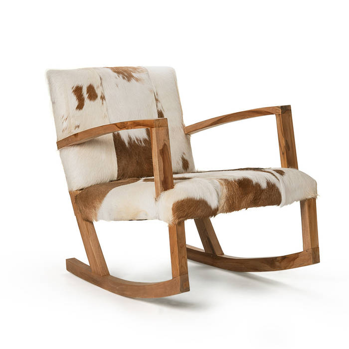 Natural Hide Rocking Chair, puji puji モダンデザインの リビング ソファー＆アームチェア