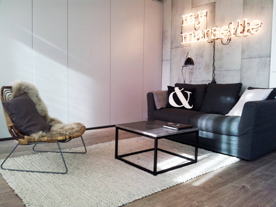 Aménagement studio, Insides Insides Salon moderne Un meuble,Produit,Confort,Canapé,Bois,Design d&#39;intérieur,Gris,Rectangle,Salon,Sol