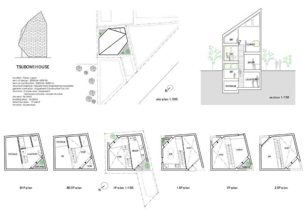 Tsubomi House (Tokyo Bud House), FLAT HOUSE FLAT HOUSE Nhà: thiết kế nội thất · bố trí · ảnh