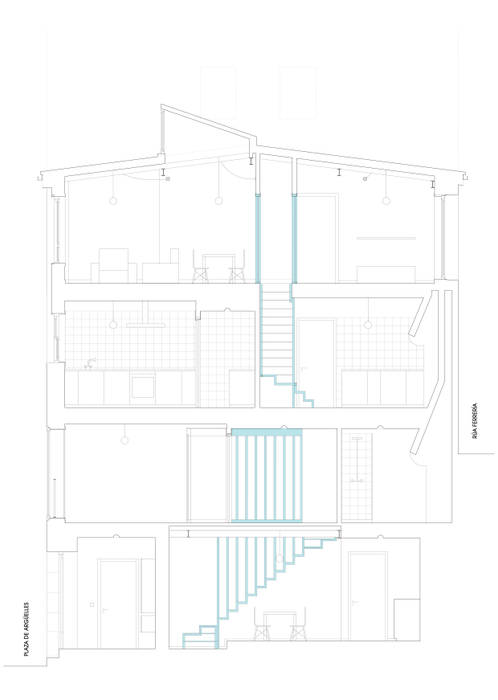 Rehabilitación y ampliación de edificio de viviendas en el Casco Vello. Vigo, Estudio de Arquitectura Sra.Farnsworth Estudio de Arquitectura Sra.Farnsworth