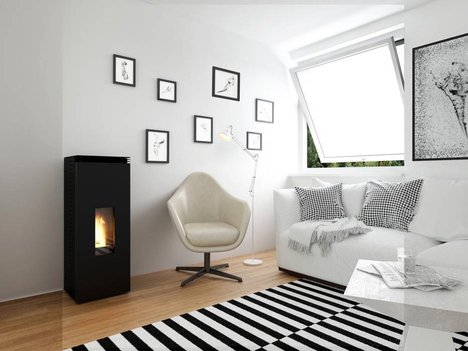 Stufe a pellet Skia Design, MaisonFire MaisonFire ห้องนั่งเล่น เตาผิงและของตกแต่ง