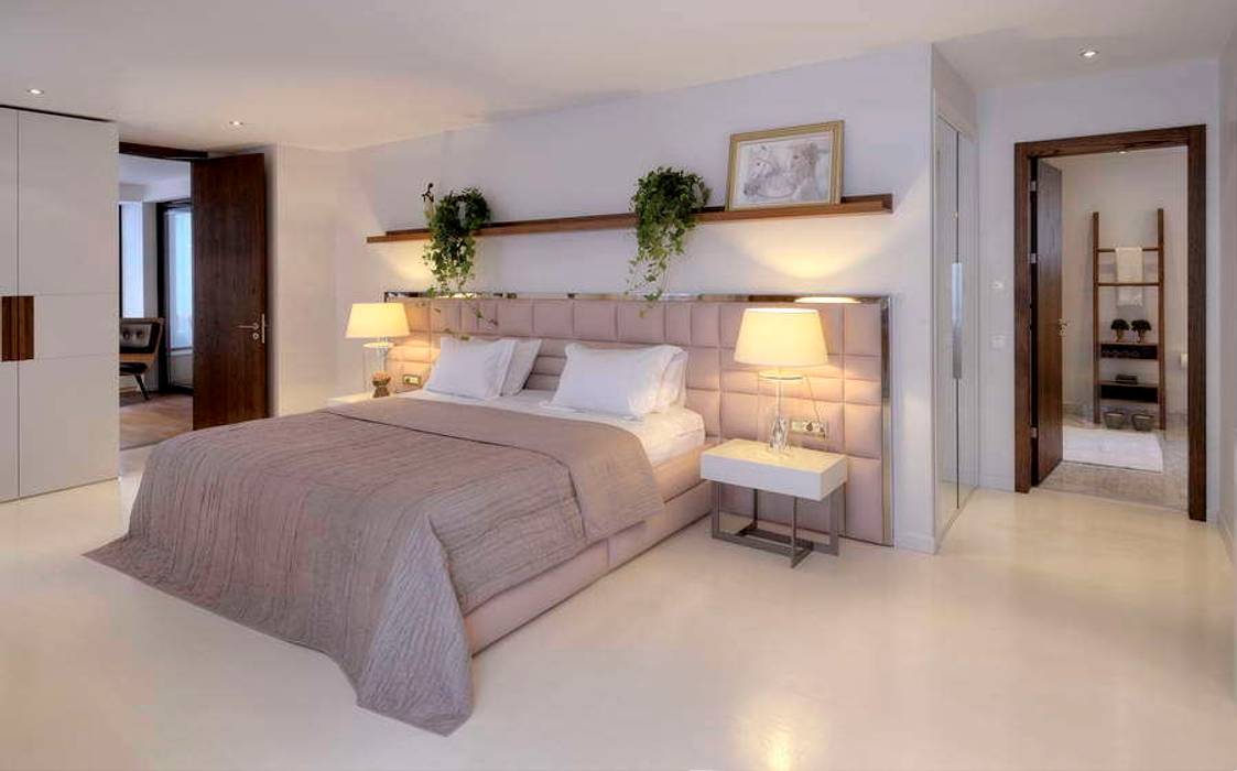 House E - E Evi, HANDE KOKSAL INTERIORS HANDE KOKSAL INTERIORS Modern style bedroom
