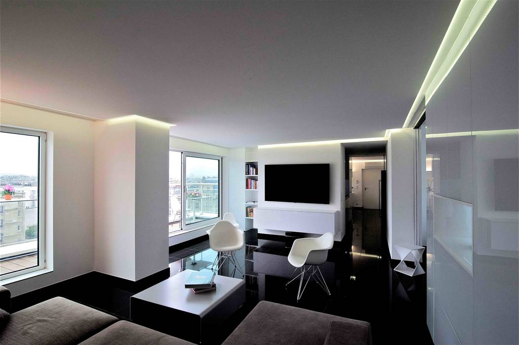 Penthouse in Paris, Architekturbüro Rollmann&Partner Architekturbüro Rollmann&Partner Living room design ideas