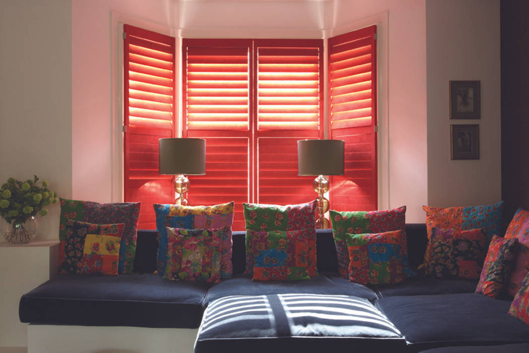 Living room shutters The New England Shutter Company