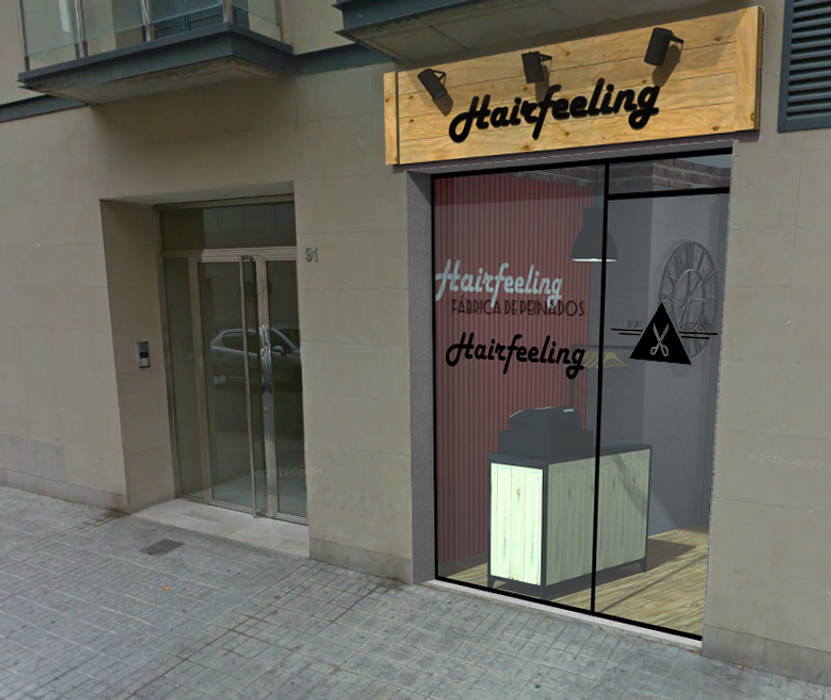 Diseño peluquería Hairfeeling en Valencia, PEANUT DESIGN STUDIO PEANUT DESIGN STUDIO مساحات تجارية محلات تجارية
