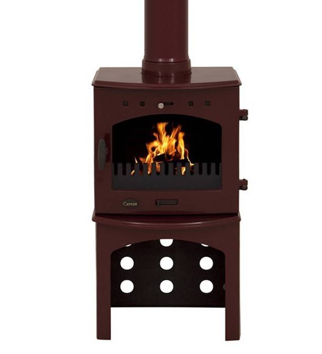 Carron Red Enamel 4.7kW Multi Fuel Stove With Log Store Direct Stoves Modern living room Fireplaces & accessories