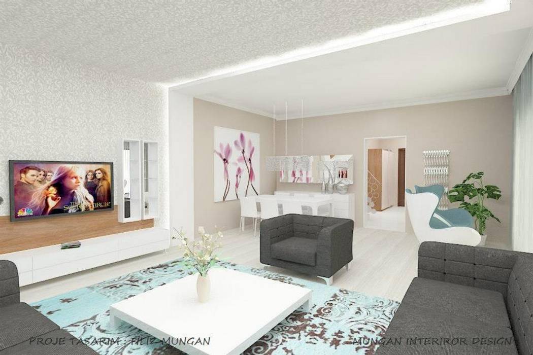 iç mekan,stant ve ürün tasarımları, MUNGAN INTERIOR DESIGN MUNGAN INTERIOR DESIGN Livings de estilo moderno