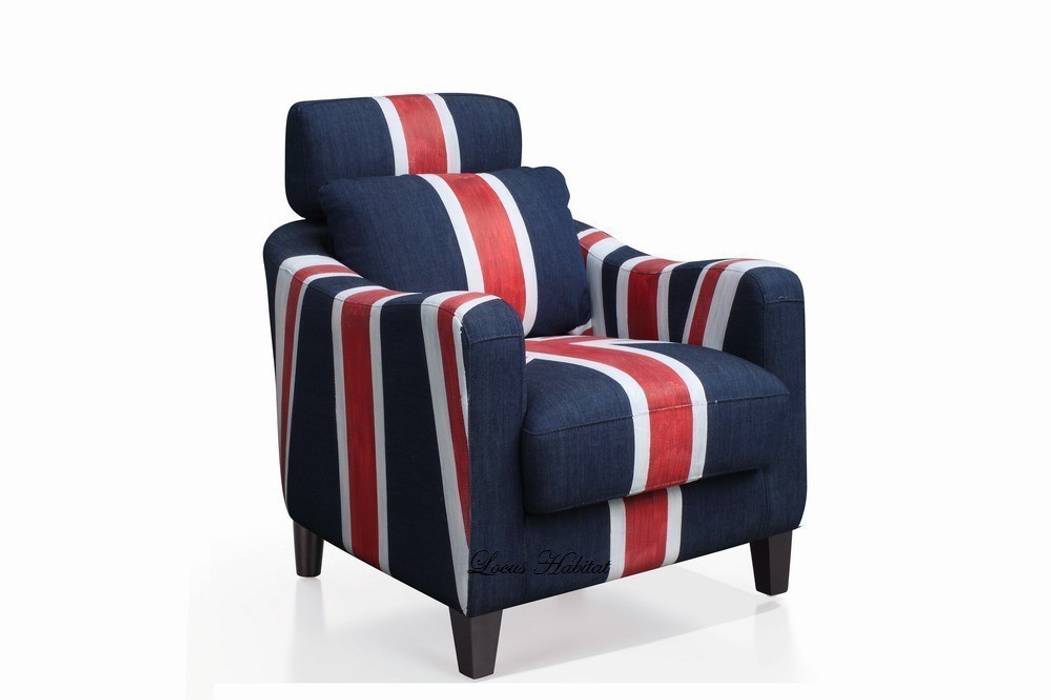 Union Jack Inspired Armchair from Locus Habitat Locus Habitat Вітальня Дивани та крісла