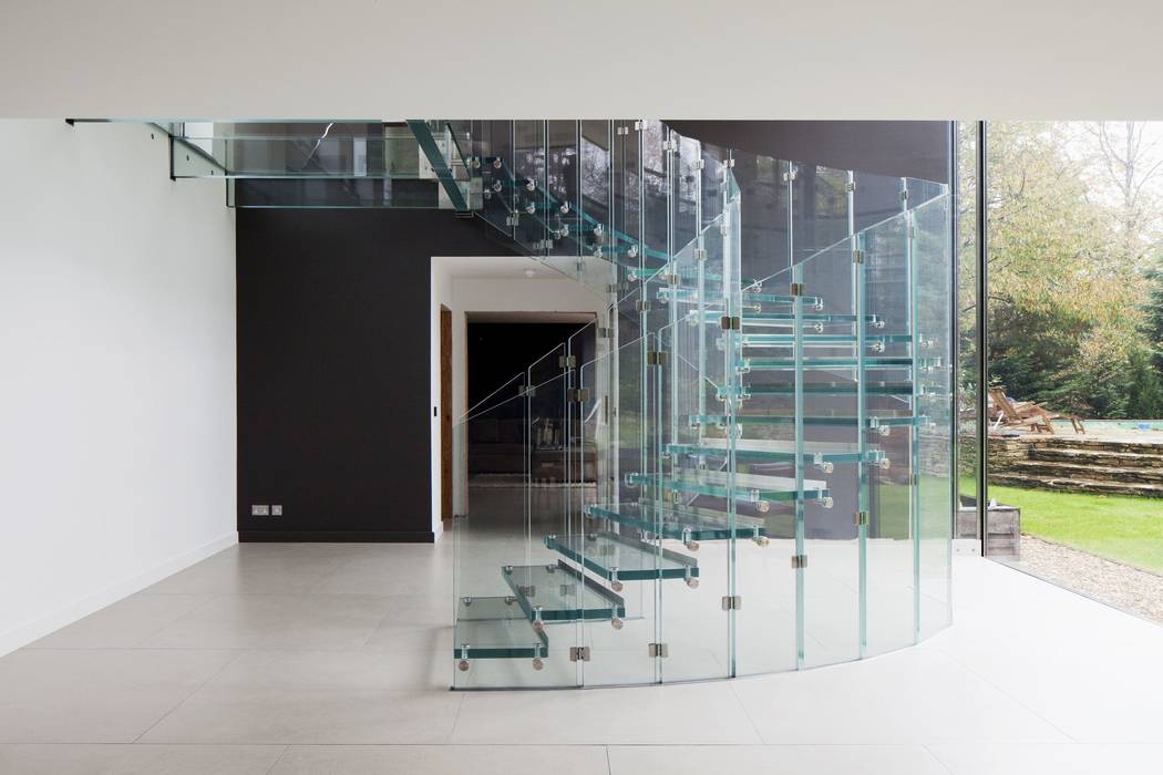Glastreppen, Glasböden, Glasfassade und Eingangsportal in Surrey, England, Siller Treppen/Stairs/Scale Siller Treppen/Stairs/Scale Escalier Verre