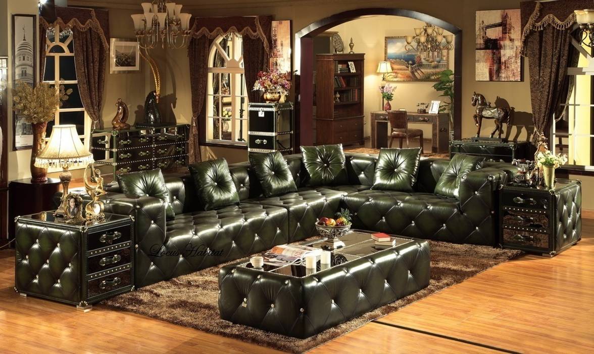 Chesterfield Sofa & Ottoman from Locus Habitat Locus Habitat Classic style living room Sofas & armchairs