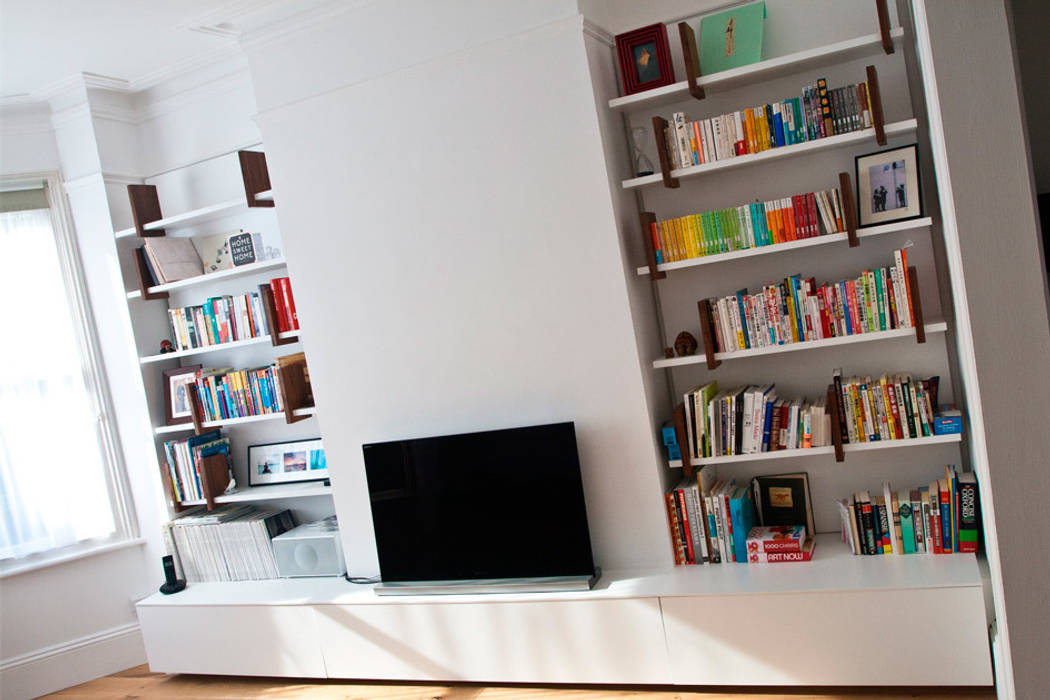 Bespoke Built-in Living Room Wall Dancing Bookshelf, GO GO Modern living room