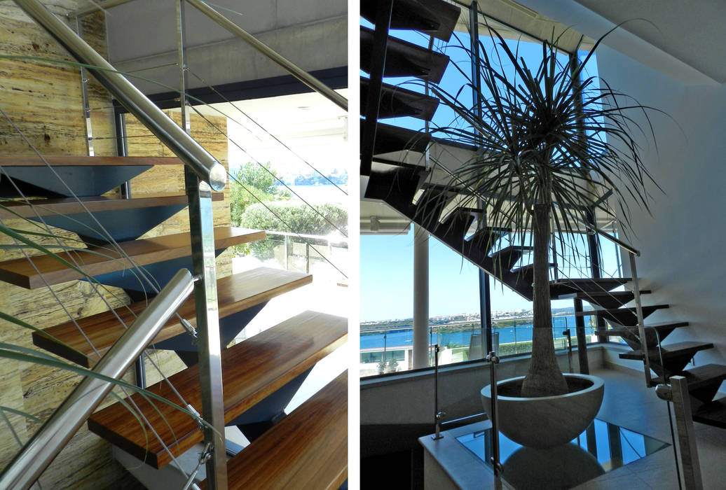 Views through the stairs FG ARQUITECTES Modern Corridor, Hallway and Staircase