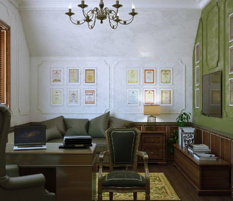 Дом 200 м2 г. Москва, студия Design3F студия Design3F Classic style study/office