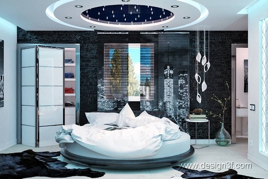 Спальня в стиле хай-тек, , студия Design3F студия Design3F Modern style bedroom