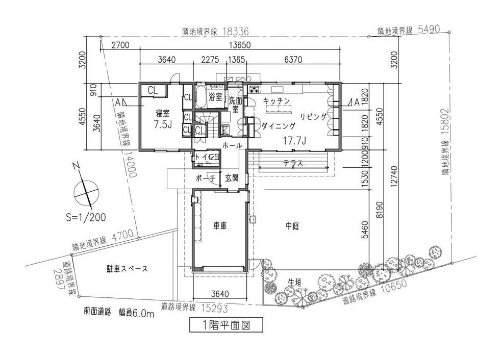 １階平面図: 田所裕樹建築設計事務所が手掛けたミニマリストです。,ミニマル