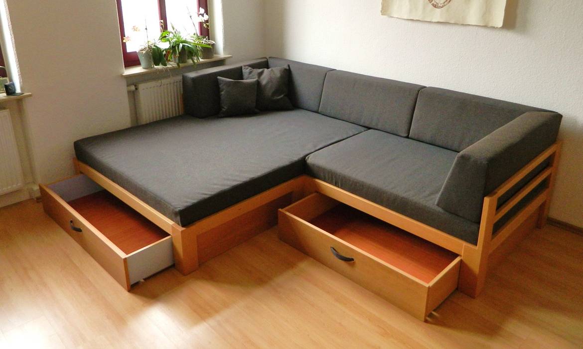 Sofa mit viel Stauraum, TRaumkonzepte Raumausstattung und Polsterei TRaumkonzepte Raumausstattung und Polsterei Salas de estar modernas Sofás e divãs